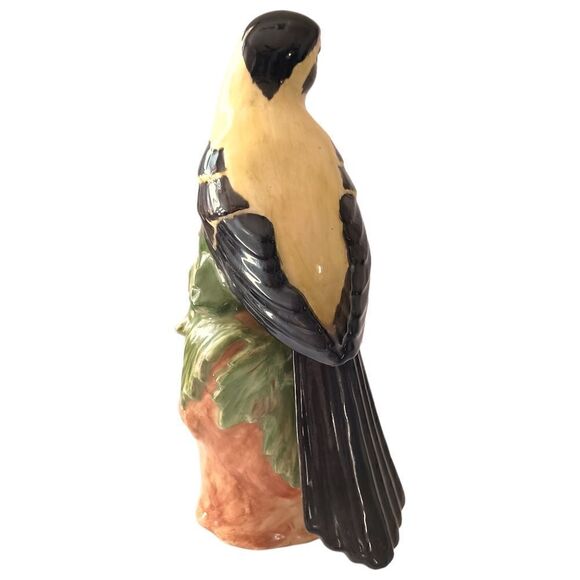 Vintage Goldfinch Bird Figurine Porcelain Handpainted Large 9" Signed By Artist. - Picture 6 of 16